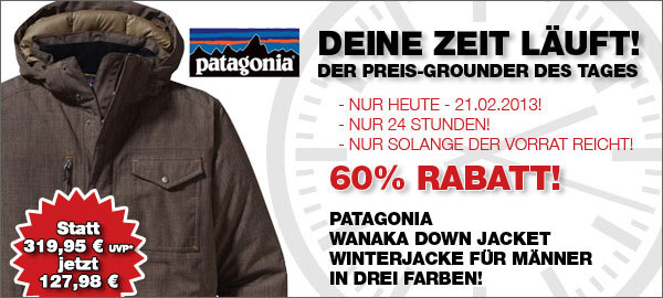 Patagonia Männer-Daunenjacke mit 60% Rabatt